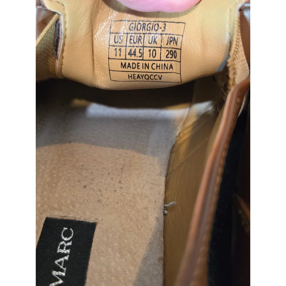 Marc Giorgio-3 Mens Brown Square Toe Slip On Loafers Dress Shoes Size 11